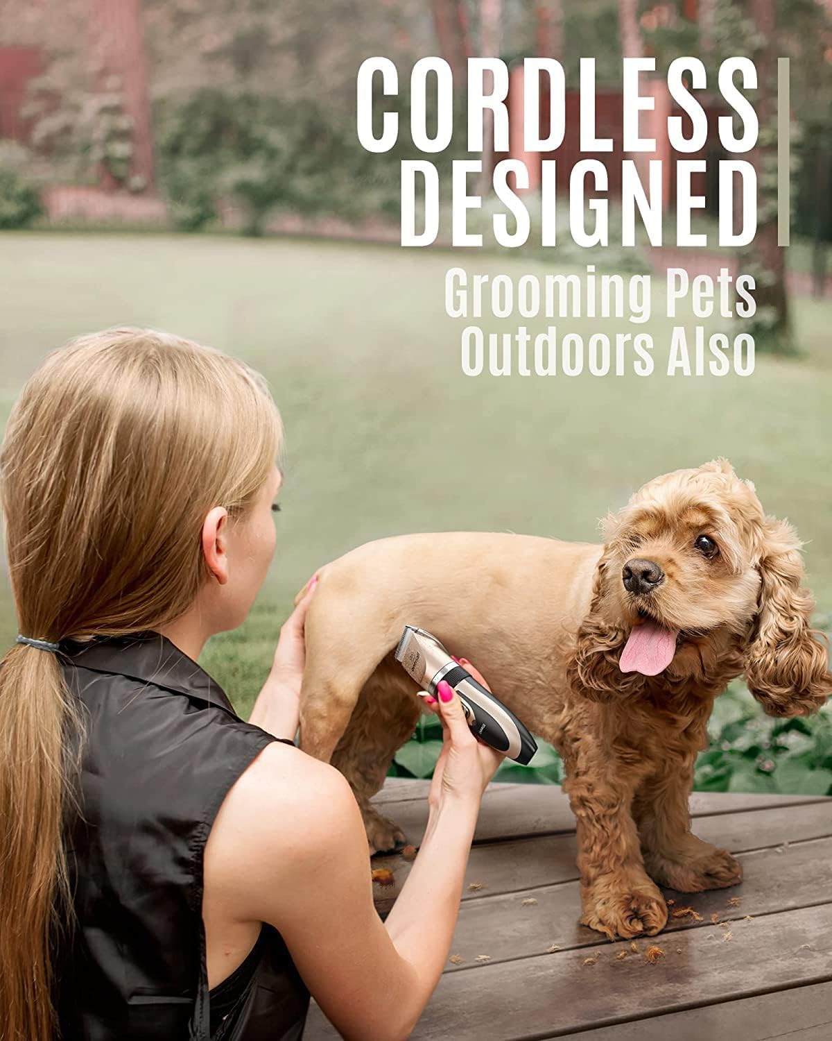 Oneisall Low-Noise Dog Clipper – Rechargeable Cordless Electric Grooming Kit for Dogs, Cats & Pets (Gold)