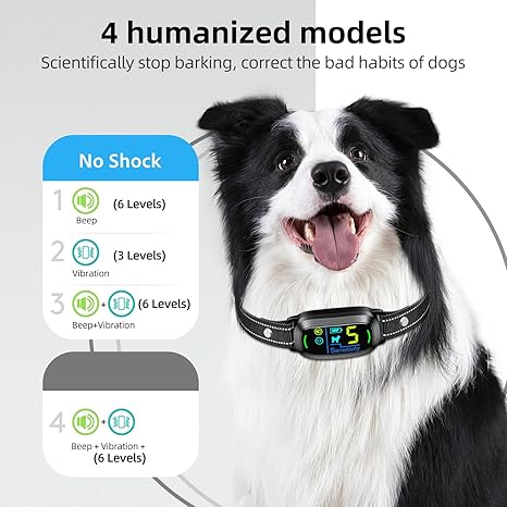 Rechargeable Smart Dog Bark Collar – Adjustable Sensitivity, Beep & Vibration Training Collar for Small, Medium & Large Dogs (Black)
