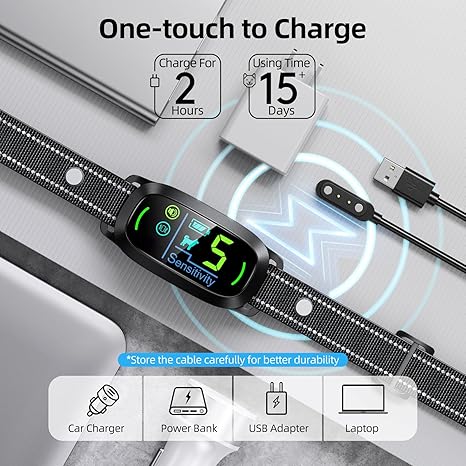 Rechargeable Smart Dog Bark Collar – Adjustable Sensitivity, Beep & Vibration Training Collar for Small, Medium & Large Dogs (Black)